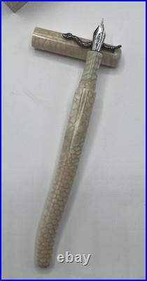 Serpent White Ivory Fountain Pen JUMA Snakeskin Resin Sterling Silver Bespoke