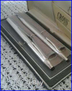 Set of 2 CROSS STERLING SILVER 925 Pencil And Soft Tip Pen +2 Original Refills