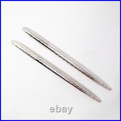 Set of 2 Tiffany & Co Sterling Silver Cross Hatch Pattern Slim Ball Point Pen