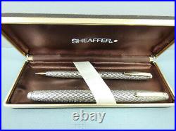 Sheaffer Imperial Sterling Silver Oblique Fountain Pen & Pencil Set, GT, Box MINT