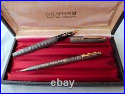 Sheaffer Imperial Touchdown Sterling Silver Fountain Pen & Pencil Set in Box