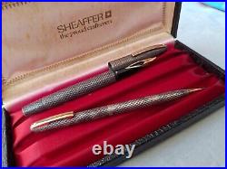 Sheaffer Imperial Touchdown Sterling Silver Fountain Pen & Pencil Set in Box