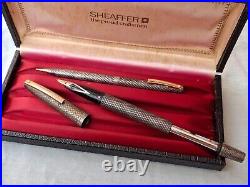 Sheaffer Imperial Touchdown Sterling Silver Fountain Pen & Pencil Set in Box