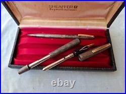 Sheaffer Imperial Touchdown Sterling Silver Fountain Pen & Pencil Set in Box