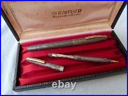 Sheaffer Imperial Touchdown Sterling Silver Fountain Pen & Pencil Set in Box