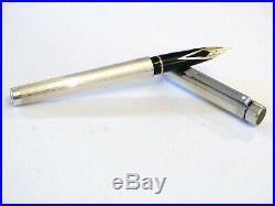 Sheaffer Targa 1004 Fountain Pen In Sterling Silver With 14k Gold Nib Nr Mint