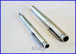 Sheaffer Targa 1006 Fountain Pen & Mech Pencil In Sterling Silver 14k Gold Nib