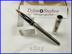 Sheaffer Targa solid sterling silver fountain pen 14K medium nib + box