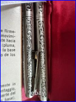 Sheaffer White Dot Vintage Grape Leaves Sterling Silver Ballpoint Pen Pencil Set