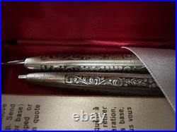 Sheaffer White Dot Vintage Grape Leaves Sterling Silver Ballpoint Pen Pencil Set