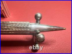 Silver 925 Ballpoint Pen Handmade Guilloché Flower Wave Rare Vintage