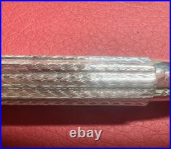 Silver 925 Ballpoint Pen Handmade Guilloché Flower Wave Rare Vintage