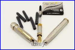 Silver 925 Pompeii Fountain Pen M Point Nib Cartridges & Converter Made in Italy