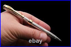 Silver Pen Gaudi Parker Refill Black Ink Twist Action Hand Engraved