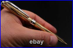 Solid 925 Silver Inca Gold Ball Pen Black Ink Parker Type International Refill
