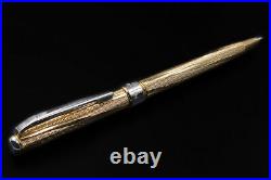 Solid 925 Silver Inca Gold Ball Pen Blue Ink Parker Type International Refill