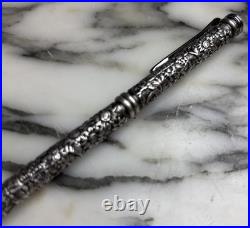 Sterling Silver Heavy Duty Floral Motif Design Ink Pen
