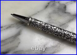 Sterling Silver Heavy Duty Floral Motif Design Ink Pen