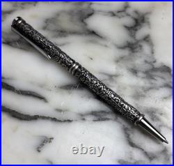 Sterling Silver Heavy Duty Floral Motif Design Ink Pen