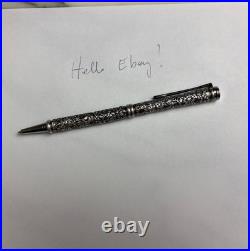 Sterling Silver Heavy Duty Floral Motif Design Ink Pen