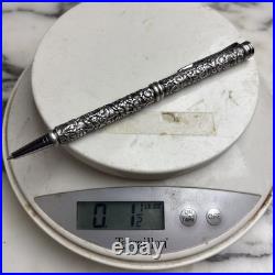 Sterling Silver Heavy Duty Floral Motif Design Ink Pen