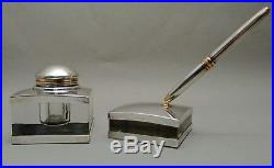 Sterling Silver Montblanc Inkwell and Pen