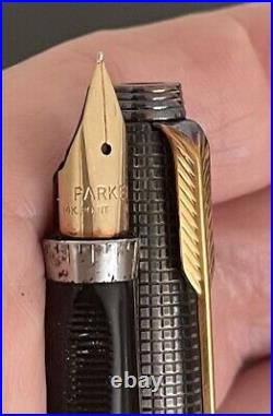 Sterling Silver Parker F Fountain Pen 14K Gold Fine Nib