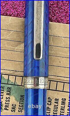 Stunning Blue Bossert & Erhard Sterling Cloisonné Ballpoint Pen New No Box