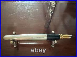 TESTORI Vintage 925 Sterling Silver Massive Fountain Pen, Ribbed Profiles