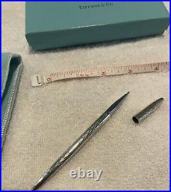 TIFFANY & CO. 925 Sterling Silver Purse Pen With Felt Pouch And Box, Needs Ink