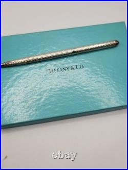 TIFFANY & CO Sterling Silver Ballpoint Working Pen Textured Wavy Pattern 4.5