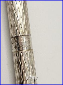 TIFFANY & CO Sterling Silver Ballpoint Working Pen Textured Wavy Pattern 4.5