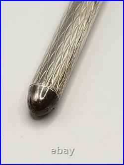 TIFFANY & CO Sterling Silver Ballpoint Working Pen Textured Wavy Pattern 4.5