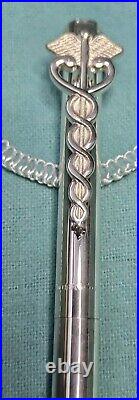 TIFFANY & CO. VINTAGE. 925 Sterling Silver Caduceus Pen WithOriginal Box/Pouch/ink