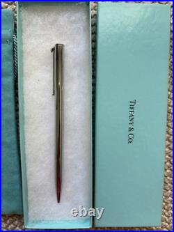 TIFFANY & Co. 925 Sterling Silver T-Clip Ballpoint Pen with Pouch & Box