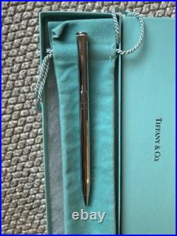 TIFFANY & Co. 925 Sterling Silver T-Clip Ballpoint Pen with Pouch & Box