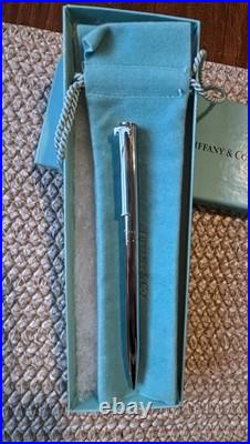 TIFFANY & Co. 925 Sterling Silver T-Clip Ballpoint Pen with Pouch & Box