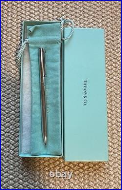 TIFFANY & Co. 925 Sterling Silver T-Clip Ballpoint Pen with Pouch & Box