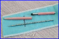 TIFFANY&Co. Pink Diamond Texture 925 Silver Ballpoint Pen F/S Japan