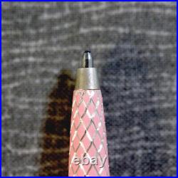TIFFANY&Co. Pink Diamond Texture 925 Silver Ballpoint Pen wz/Box Storage box F/S