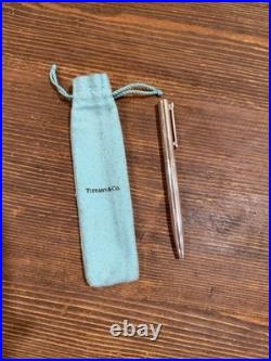 TIFFANY & Co Sterling Silver Retractable Ballpoint Pen-Signature T Clip withPouch