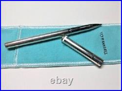 TIFFANY & Co Sterling Silver T clip rollerball Pen with new Refill, Pouch & Box