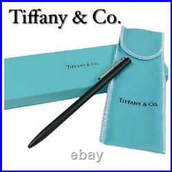 Tiffany Ballpoint Pen Black Silver 925 Storage Bag Rare