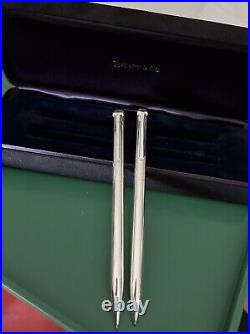 Tiffany & Co 925 Silver T-Clip Ball Point Pen and Pencil Set in Orig Box Vintage