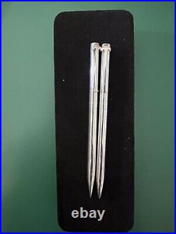 Tiffany & Co 925 Silver T-Clip Ball Point Pen and Pencil Set in Orig Box Vintage