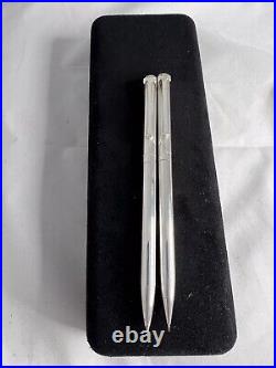 Tiffany & Co 925 Silver T-Clip Ball Point Pen and Pencil Set in Orig Box Vintage
