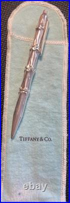 Tiffany & Co. 925 Sterling Silver Ballpoint Bamboo Pen Large 4.75 NEW INK