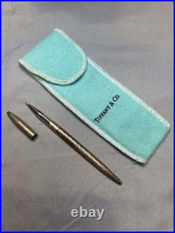 Tiffany & Co 925 Sterling Silver Ballpoint Pen Crosshatch Vintage Estate w Pouch
