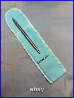 Tiffany & Co 925 Sterling Silver Ballpoint Pen Crosshatch Vintage Estate w Pouch