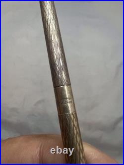 Tiffany & Co 925 Sterling Silver Ballpoint Pen Crosshatch Vintage Estate w Pouch